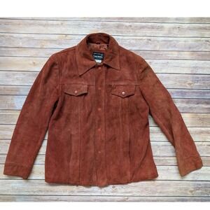 Vintage Challenger K251 Suede Leather Trucker Jacket Mens 48L Rust Western Korea